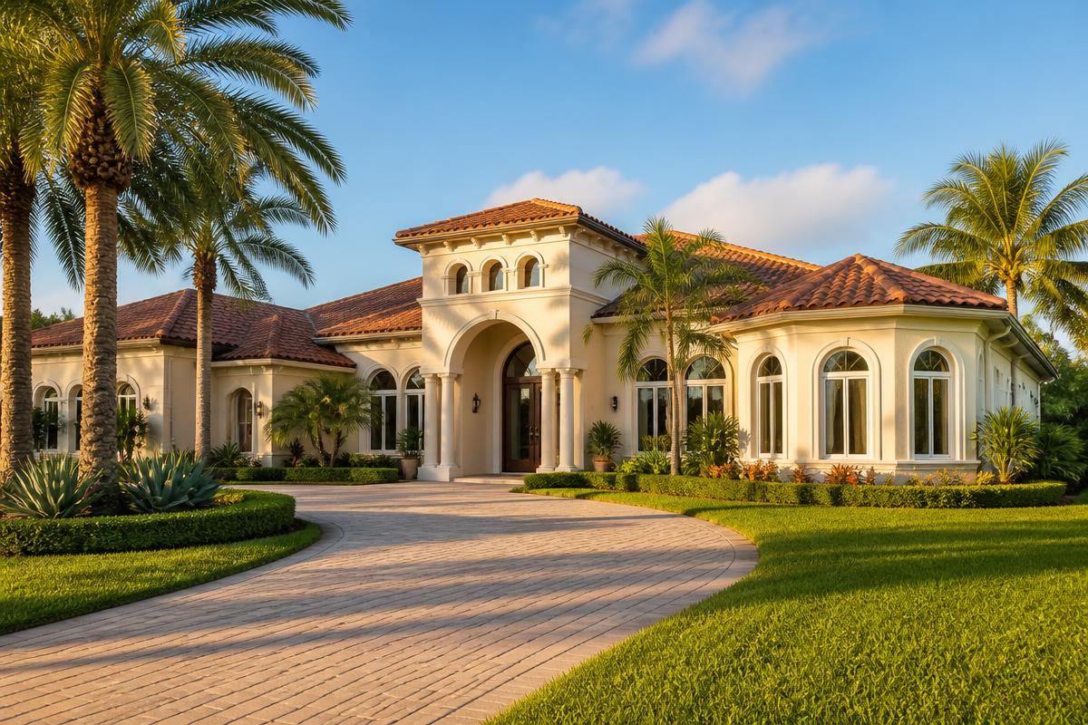 Luxury home with professional exterior painting in Florida